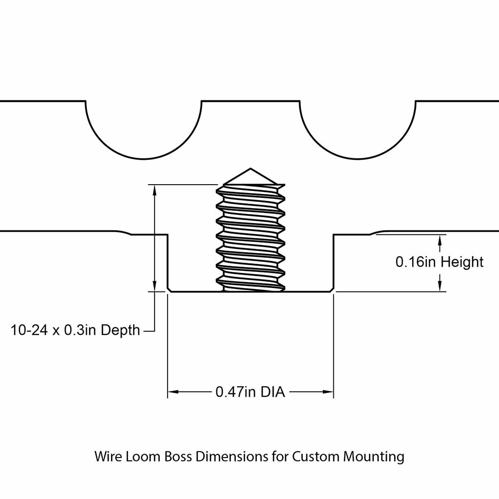 Wire Loom Custom Mounting Boss Dimension Drawing
